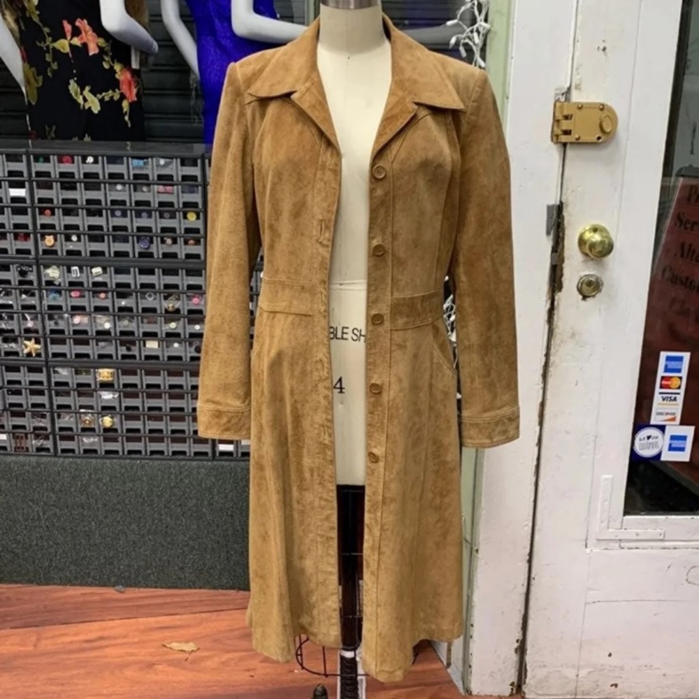 Suede Leather Trench coat